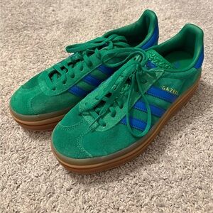 Adidas Gazelle Green and Blue Sneakers